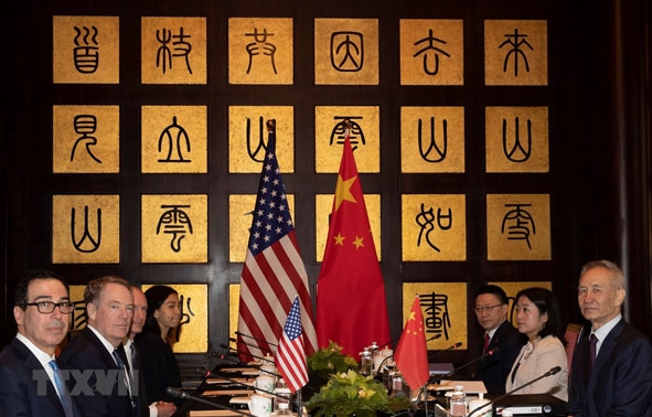 Khung cảnh vòng đàm phán thương mại Mỹ - Trung được tổ chức tại Thượng Hải, Trung Quốc, ngày 31-7-2019. 