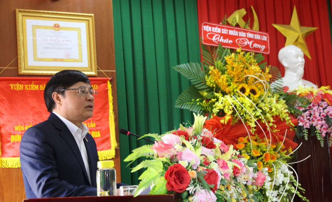 Phó Bí thư Thường trực Tỉnh ủy Phạm Minh Tấn phát biểu tại buổi lễ.