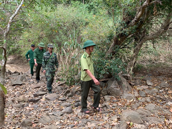 Lực lượng kiểm lâm Khu bảo tồn thiên nhiên Ea Sô đi tuần tra rừng. 