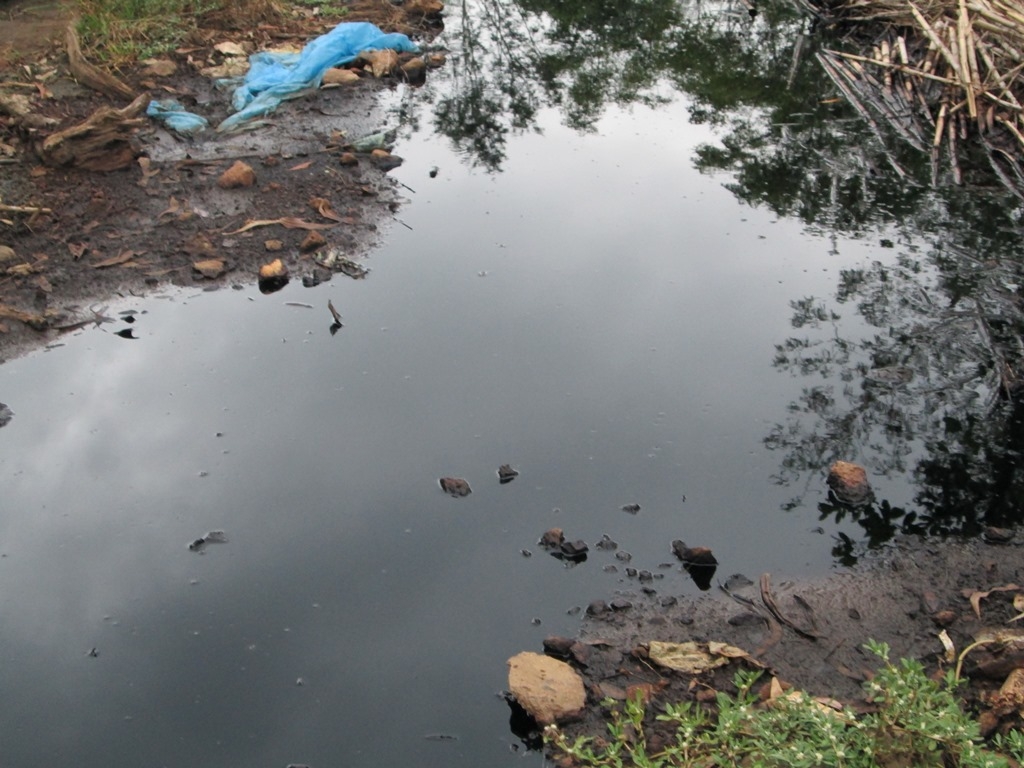 Nước thải sản xuất xả ra theo con mương chảy về hồ Ea Trum thuộc xã Cư Suê, huyện Cư M'gar