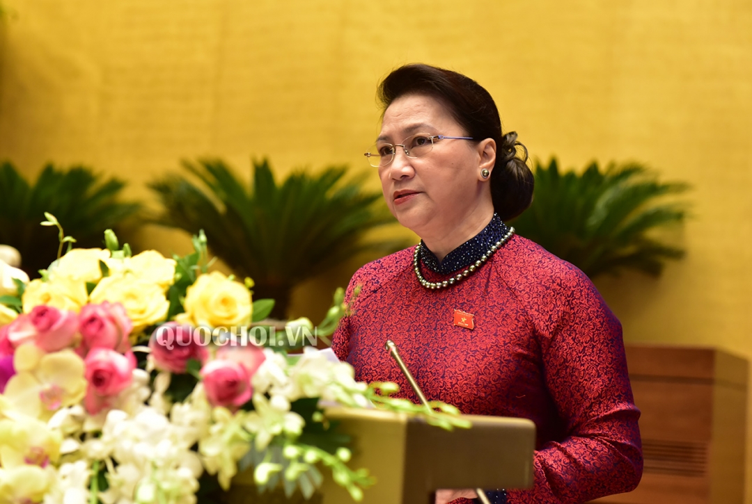 Chủ tịch Quốc hội Nguyễn Thị Kim Ngân phát biểu khai mạc Kỳ họp. Ảnh: quochoi.vn