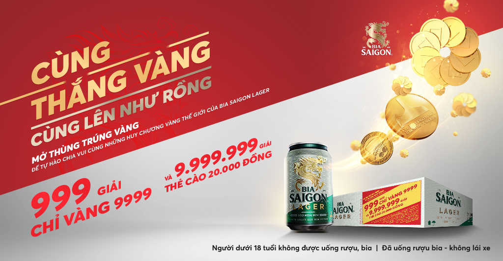  Mở thùng trúng Vàng để tự hào chia vui cùng những huy chương vàng  thế giới của Bia Saigon Lager.