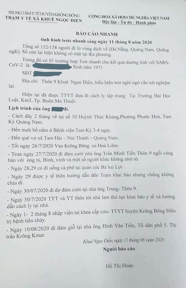 Báo cáo nhanh về trường hợp của ông Đ.Q.P được lan truyền trên mạng xã hội. 