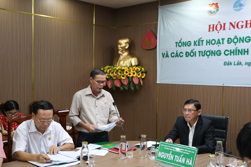 Đại diện Hội Cựu chiến binh tỉnh tham gia ý kiến về công tác cho vay ủy thác