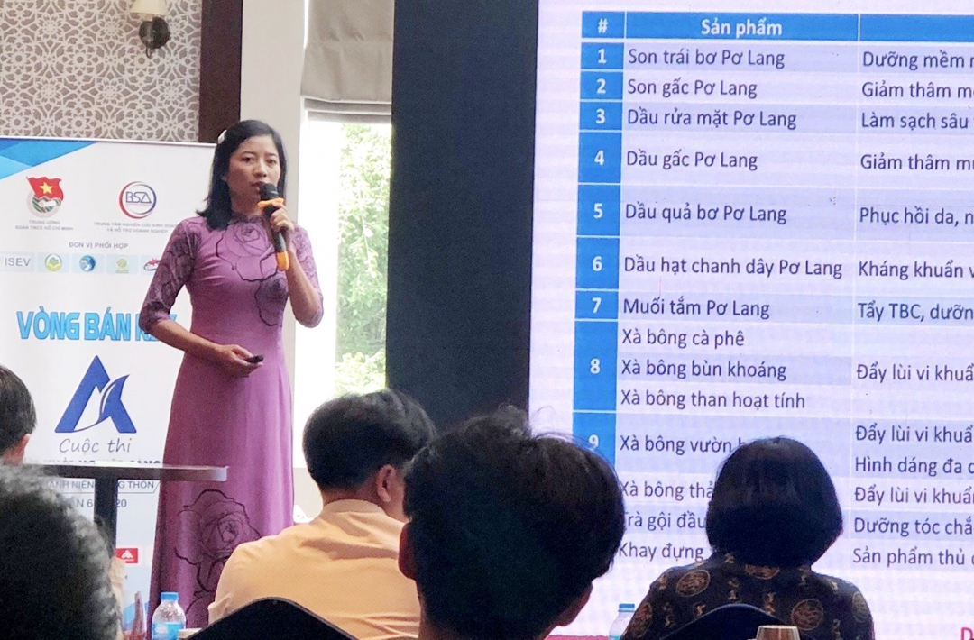 Dự án “Pơ Lang – Sản xuất các sản phẩm chế biến chuyên sâu từ quả bơ tươi và thảo dược Đắk Lắk” của chị Phạm Thị Thu Hằng (xã Ea Kly, huyện Krông Pắc)