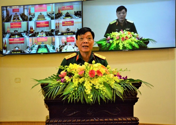 Trung tướng Ngô Minh Tiến phát biểu khai mạc hội nghị. Ảnh: Báo Quân đội nhân dân