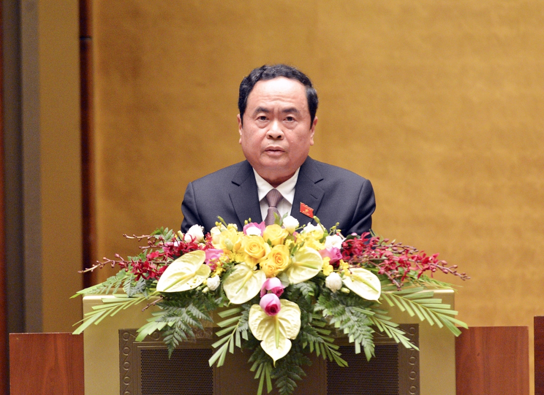 Chủ tịch Ủy ban Trung ương Mặt trận Tổ quốc Việt Nam Trần Thanh Mẫn đã trình bày Báo cáo tổng hợp ý kiến, kiến nghị của cử tri và Nhân dân gửi đến kỳ họp thứ 10, Quốc hội khóa XIV.
