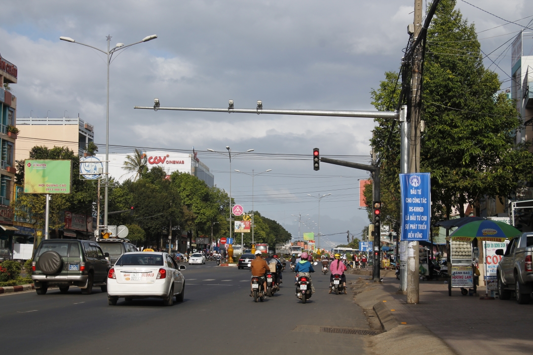 Một điểm gắn hệ thống camera giám sát xử phạt vi phạm giao thông khu vực TP. Buôn Ma Thuột. 