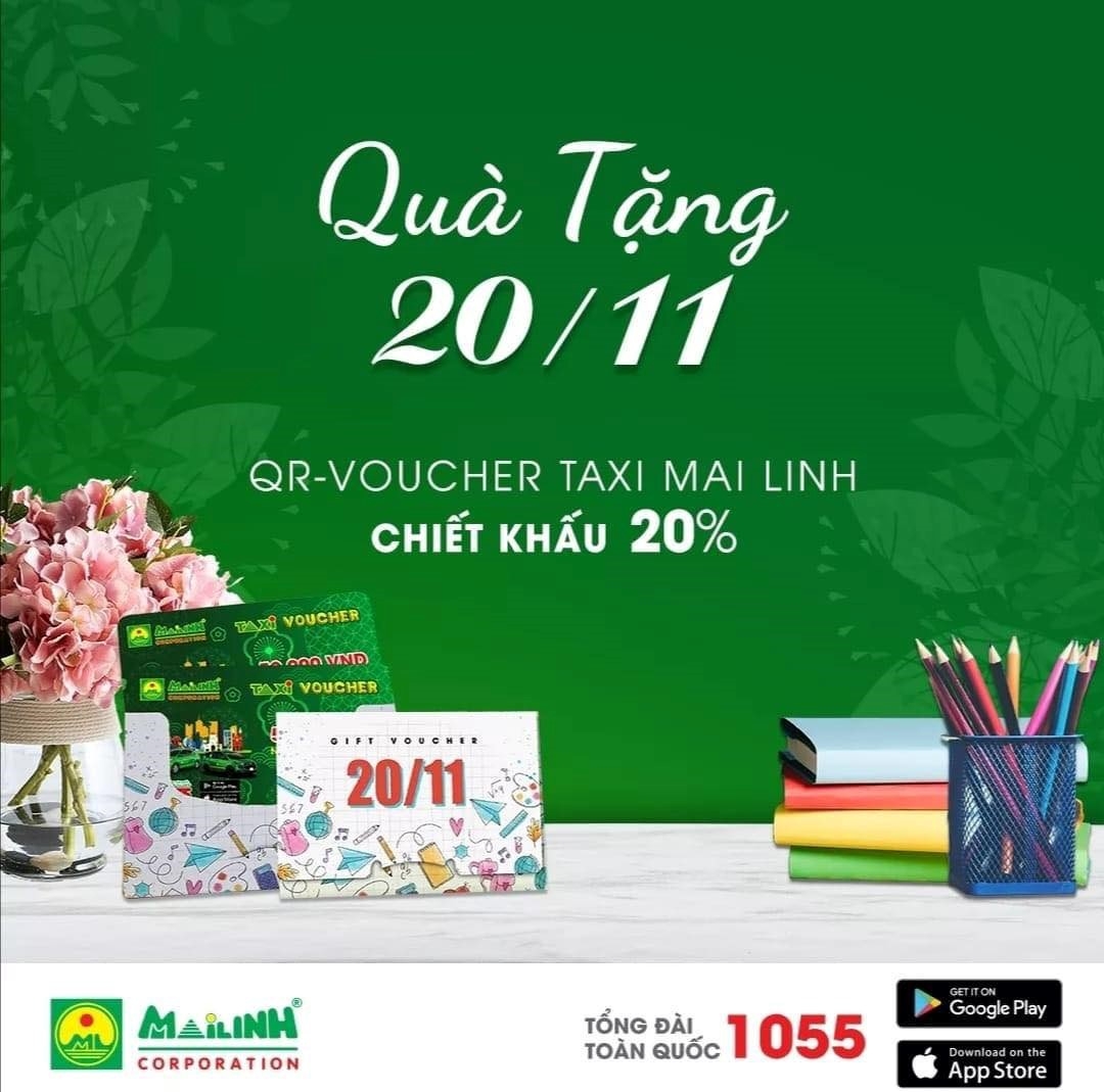 Chương trình tri ân khách hàng của Tập đoàn Mai Linh khi mua thẻ QR-Voucher trong tháng 11-2020.