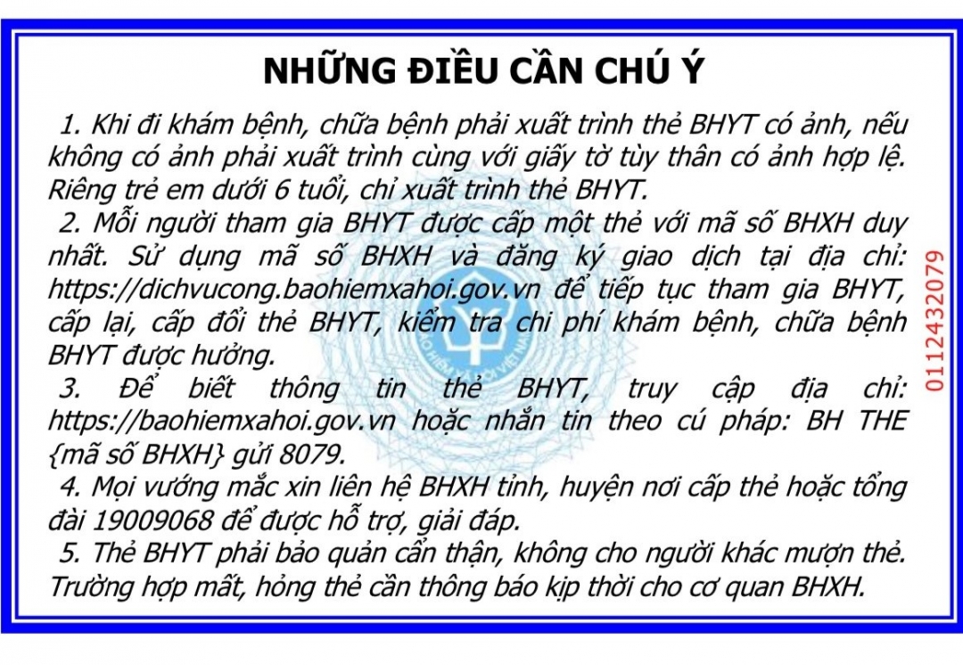 Mặt trước và mặt sau của mẫu thẻ BHYT mới