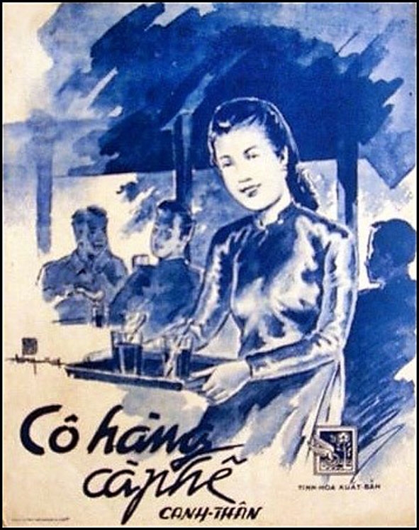 Bìa bài hát  Cô hàng  cà phê  trong phần  giới thiệu của NXB  Tinh Hoa,  Sài Gòn,  ngày  16-1-1956.
