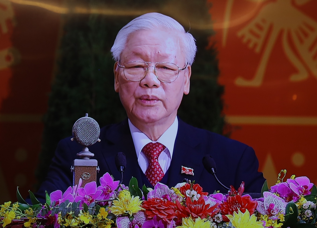Tổng Bí thư, Chủ tịch Nước Nguyễn Phú Trọng phát biểu tại phiên Bế mạc Đại hội XIII