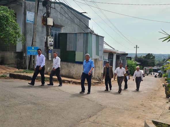 Đảng viên Chi bộ tổ dân phố 6 kiểm tra con đường tổ tự quản. 