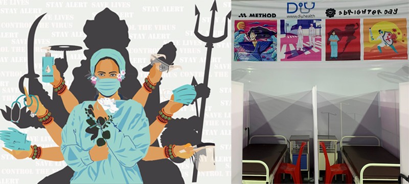 Những tác phẩm nghệ thuật được trưng bày tại MCAS của Công ty y tế DIY.health ở Mumbai (Ấn Độ).